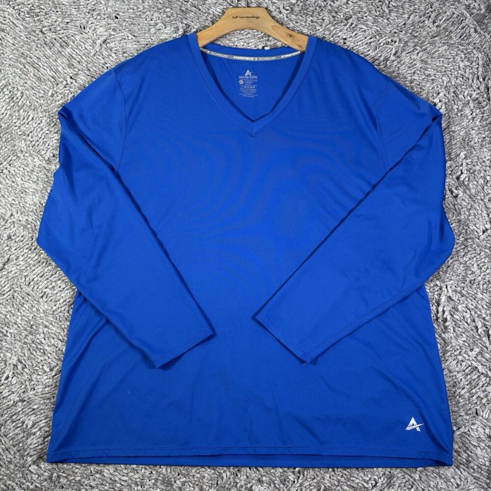 Arctic Cool Hydrofreeze Long Sleeve Mens XXL Blue V-Neck Stretch Activewear Gym